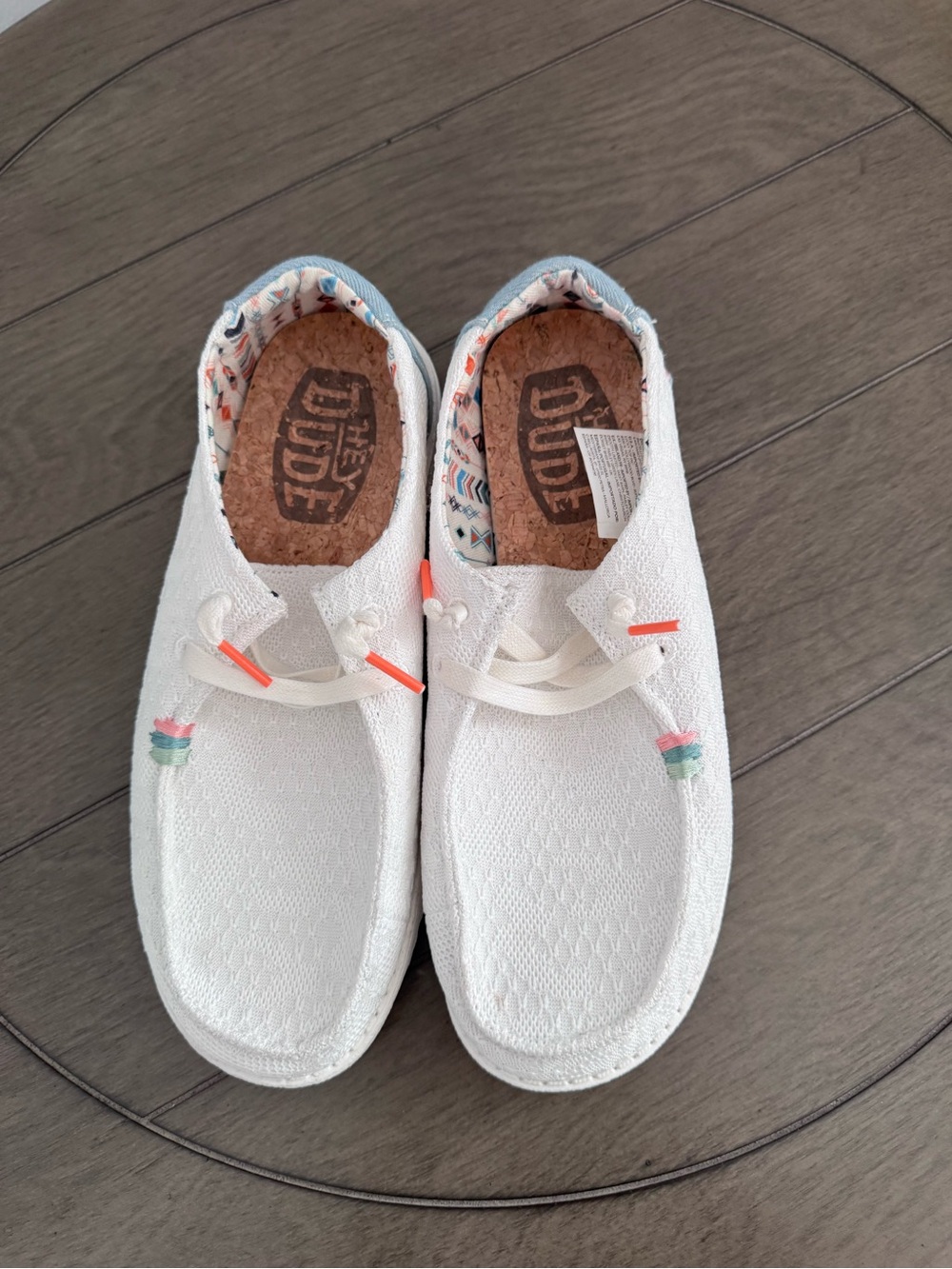 Hey Dude Kids White Slip-On Sneakers with Colorful Trim